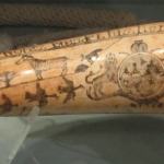 Powder horn with fine scrimshaw