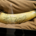 Gunpowder horn with scrimshaw